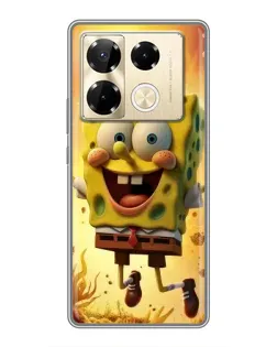 Чехол для Infinix Note 40 Pro с картинкой «Губка Боб прыгает»