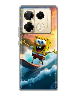 Чехол для Infinix Note 40 Pro с картинкой «Губка Боб серфингист»