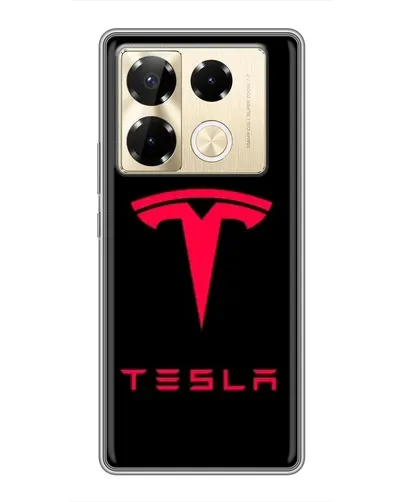 Чехол для Infinix Note 40 Pro с картинкой «Tesla Red Logo»