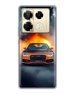 Чохол для Infinix Note 40 Pro з картинкою «Audi у вогняному диму»