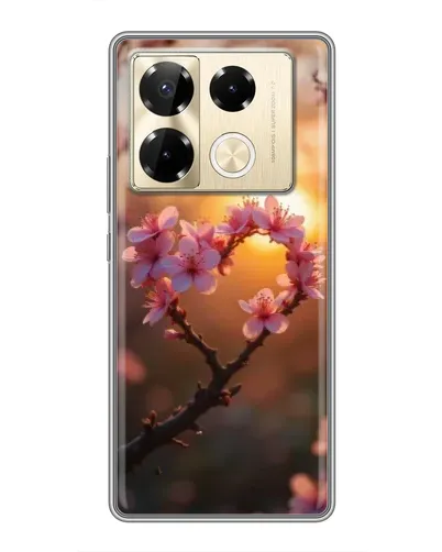 Чехол для Infinix Note 40 Pro с картинкой «Розовый цвет сердце на фоне заката» Чехол для Infinix Note 40 Pro с картинкой «Розовый цвет сердце на фоне заката»