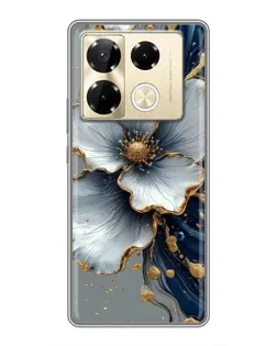 Чохол для Infinix Note 40 Pro з картинкою «Біла квітка та золотий флюїд» Чохол для Infinix Note 40 Pro з картинкою «Біла квітка та золотий флюїд»