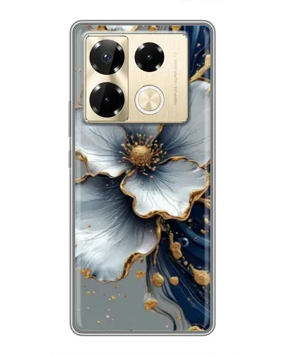 Чехол для Infinix Note 40 Pro с картинкой «Белый цветок и золотой флюид» Чехол для Infinix Note 40 Pro с картинкой «Белый цветок и золотой флюид»