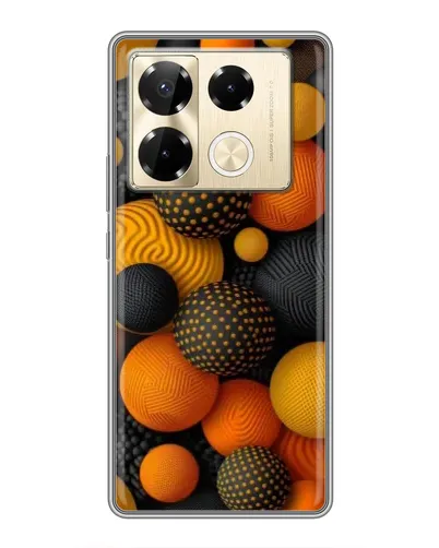 Чехол для Infinix Note 40 Pro с картинкой «Объемные оранжевые сферы»