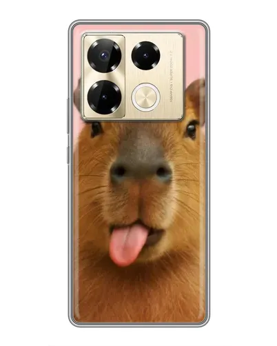 Чехол для Infinix Note 40 Pro с картинкой «Капибара с языком»