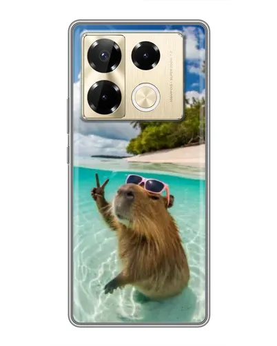 Чехол для Infinix Note 40 Pro с картинкой «Капибара на море»