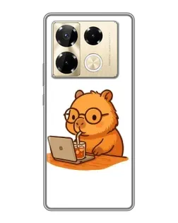 Чехол для Infinix Note 40 Pro с картинкой «Капибара с ноутбуком» Чехол для Infinix Note 40 Pro с картинкой «Капибара с ноутбуком»