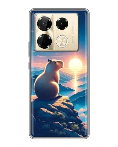 Чехол для Infinix Note 40 Pro с картинкой «Закат солнца с капибарой»