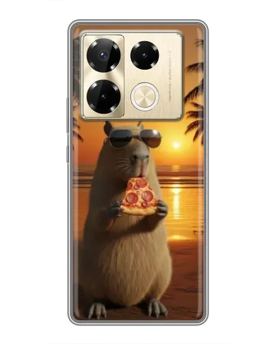Чехол для Infinix Note 40 Pro с картинкой «Капибара с пиццей»