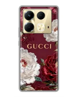 Чохол для Infinix Note 40 з картинкою «Gucci — бордові троянди»