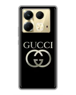 Чохол для Infinix Note 40 з картинкою «Gucci — золото на чорному»