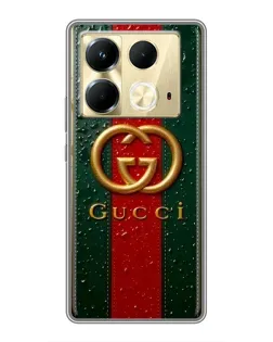 Чохол для Infinix Note 40 з картинкою «Gucci — фірмова смуга та золото»
