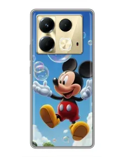 Чехол для Infinix Note 40 с картинкой «Mickey и мыльные пузыри»