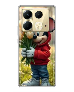 Чехол для Infinix Note 40 с картинкой «Микки с тюльпанами»