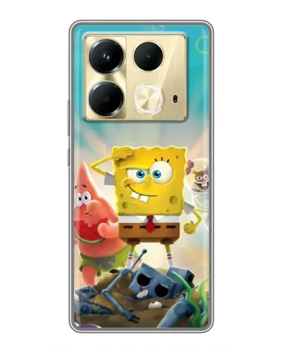 Чехол для Infinix Note 40 с картинкой «Спанч Боб победитель»