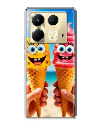 Чехол для Infinix Note 40 с картинкой «Спанч Боб мороженое»