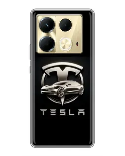 Чохол для Infinix Note 40 з картинкою «Tesla — срібне авто»