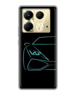 Чохол для Infinix Note 40 з картинкою «Блакитний силует Lamborghini»