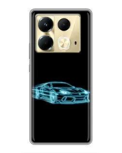 Чохол для Infinix Note 40 з картинкою «Неоновий контур Lamborghini»