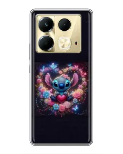Чохол для Infinix Note 40 з картинкою «Stitch у квітах»