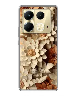 Чохол для Infinix Note 40 з картинкою «Бежевий флористичний декор»