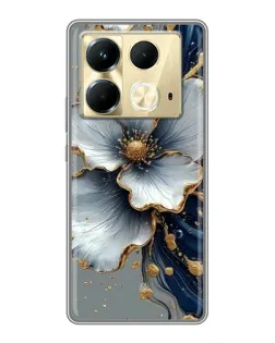 Чохол для Infinix Note 40 з картинкою «Біла квітка та золотий флюїд»