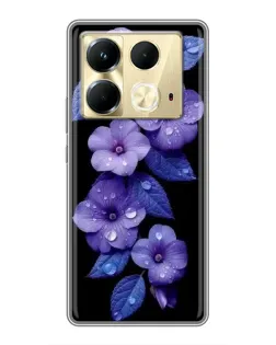 Чохол для Infinix Note 40 з картинкою «Фіолетові квіти з росою»