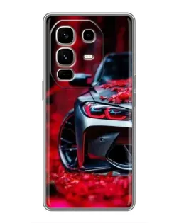 Чехол для Infinix Note 50 Pro Plus с картинкой «Спортивная BMW и цветы»