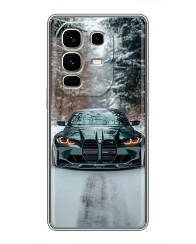 Чехол для Infinix Note 50 Pro Plus с картинкой «BMW в зимнем лесу»