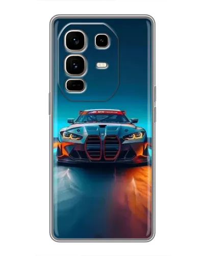Чехол для Infinix Note 50 Pro Plus с картинкой «BMW — огни неона» Чехол для Infinix Note 50 Pro Plus с картинкой «BMW — огни неона»