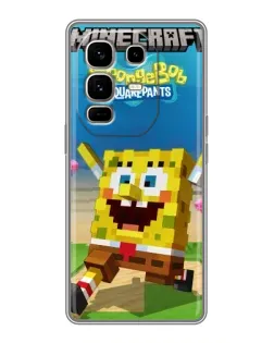 Чохол для Infinix Note 50 Pro Plus з картинкою «Губка Боб Minecraft»