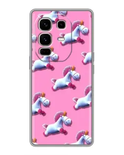 Чехол для Infinix Note 50 Pro Plus с картинкой «Единороги на розовом»