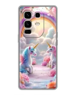 Чехол для Infinix Note 50 Pro Plus с картинкой «Радуга и единороги»