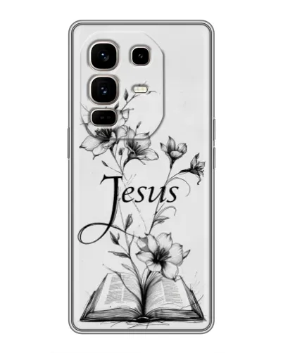 Чехол для Infinix Note 50 Pro Plus с картинкой «Цветы и Библия»
