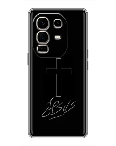 Чехол для Infinix Note 50 Pro Plus с картинкой «Графический крест Jesus» Чехол для Infinix Note 50 Pro Plus с картинкой «Графический крест Jesus»