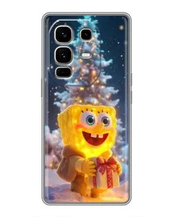 Чохол для Infinix Note 50 Pro Plus з картинкою «Різдвяний Спанч Боб»