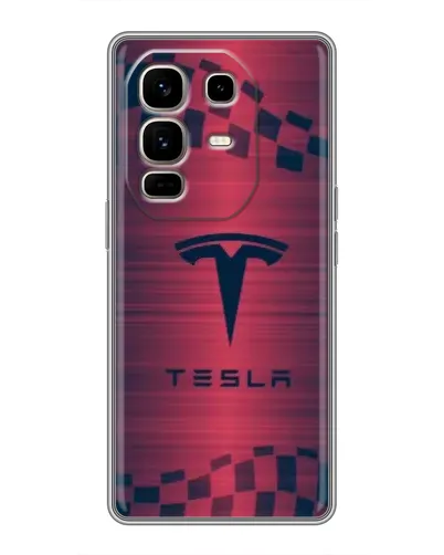 Чехол для Infinix Note 50 Pro Plus с картинкой «Тесла красный карбон»