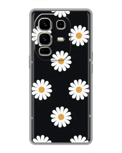 Чохол для Infinix Note 50 Pro Plus з картинкою «Ромашки на чорному»