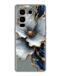 Чехол для Infinix Note 50 Pro Plus с картинкой «Белый цветок и золотой флюид» Чехол для Infinix Note 50 Pro Plus с картинкой «Белый цветок и золотой флюид»