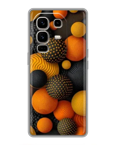 Чехол для Infinix Note 50 Pro Plus с картинкой «Объемные оранжевые сферы»