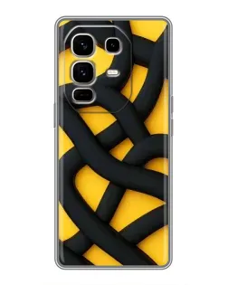 Чехол для Infinix Note 50 Pro Plus с картинкой «Черное желтое переплетение»