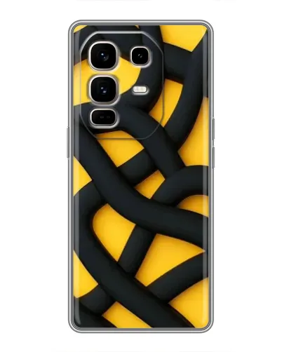 Чехол для Infinix Note 50 Pro Plus с картинкой «Черное желтое переплетение»