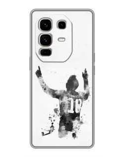 Чехол для Infinix Note 50 Pro Plus с картинкой «Черно-белый силуэт Месси»