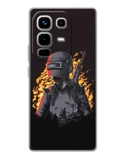 Чехол для Infinix Note 50 Pro с картинкой «PUBG — огненный силуэт» Чехол для Infinix Note 50 Pro с картинкой «PUBG — огненный силуэт»