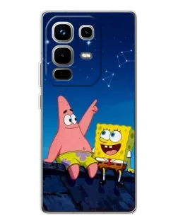 Чехол для Infinix Note 50 Pro с картинкой «Губка Боб и Патрик ночью» Чехол для Infinix Note 50 Pro с картинкой «Губка Боб и Патрик ночью»