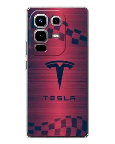 Чехол для Infinix Note 50 Pro с картинкой «Тесла красный карбон»
