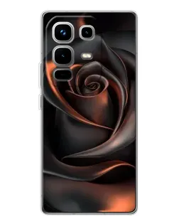 Чехол для Infinix Note 50 Pro с картинкой «Шелковая черная роза»