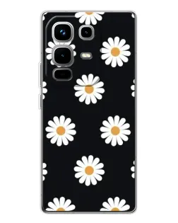 Чехол для Infinix Note 50 Pro с картинкой «Ромашки на черном»
