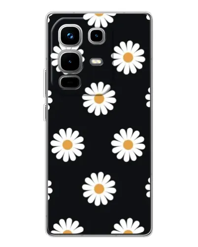 Чехол для Infinix Note 50 Pro с картинкой «Ромашки на черном» Чехол для Infinix Note 50 Pro с картинкой «Ромашки на черном»