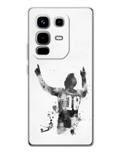 Чехол для Infinix Note 50 Pro с картинкой «Черно-белый силуэт Месси» Чехол для Infinix Note 50 Pro с картинкой «Черно-белый силуэт Месси»